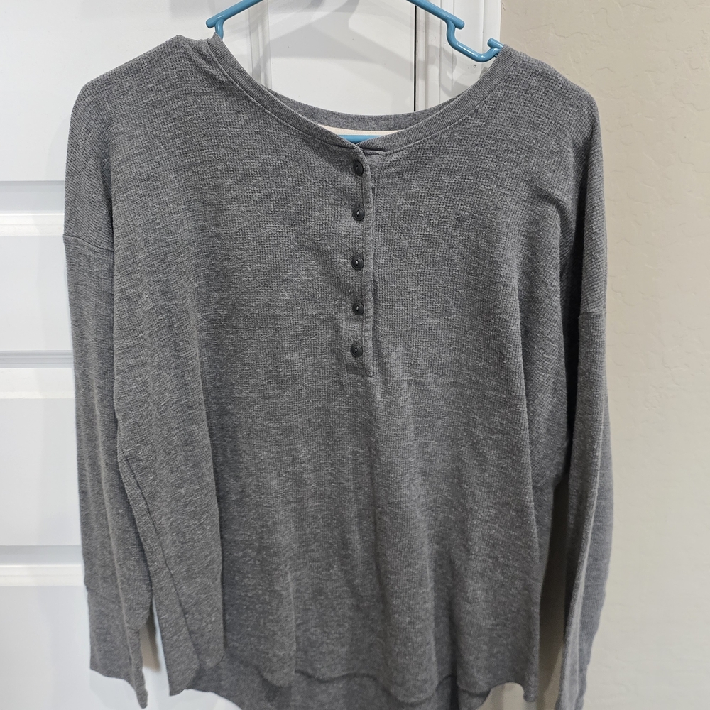 UpWest Charcoal Long Sleeve Henley Top